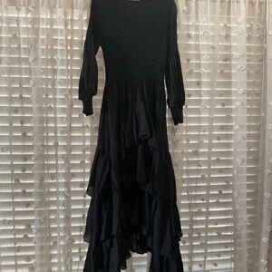 Be Modest Black Pleated Midi Dress